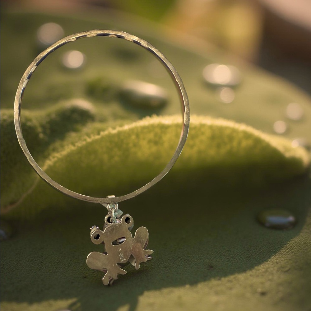 Rare James Avery Sterling Silver Frog Charm on Bracelet Large Vintage‎